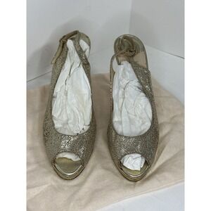 Jimmy Choo London Nova Champagne Glitter Pumps EU 38
